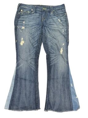 True Religion Bobby Y2K Flare Jeans Distressed Panel Made in USA Size 30